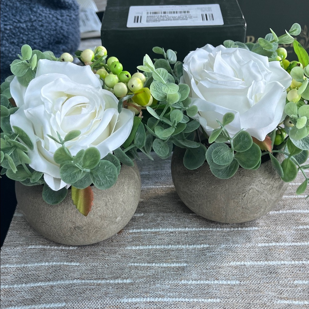 Elegant White Rose and Greenery Arrangement